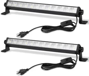 2 Pack 24W LED Shop Lights – 5400 lm 6000 K Daylight, 6.5 ft Plug-in Cord with Inline Switch, 180° Tilt, Graphene Cooled – Linkable Garage, Workshop, Warehouse, Yard Lighting