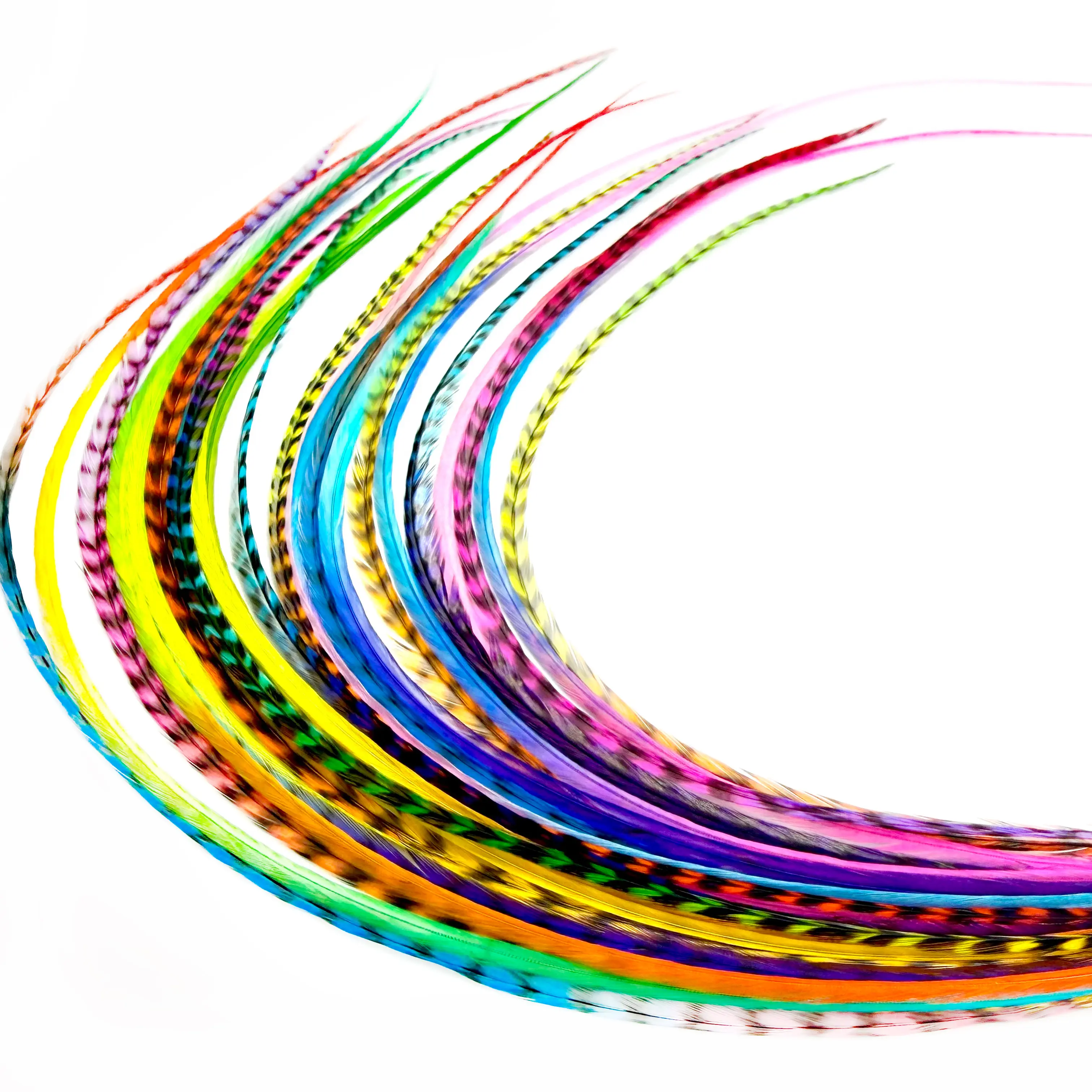Real Rainbow Tie-Dye Color Feather Hair Extensions Clip-In DIY Kit (21 Pc) | 8”-14” length | Boho Festival + Western Cowgirl Hair | Heat Safe, No Damage, Salon Quality