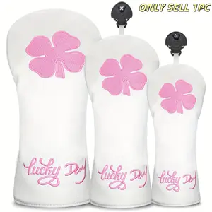 Clover Pattern Golf Head Cover, Durable Protective Case for Golf Clubs 1-Wood, 3-Wood, 5-Wood, Ut Wood, Stylish Design, Golf Accessories, Golf Equipment, Golf Gear, Golf Supply