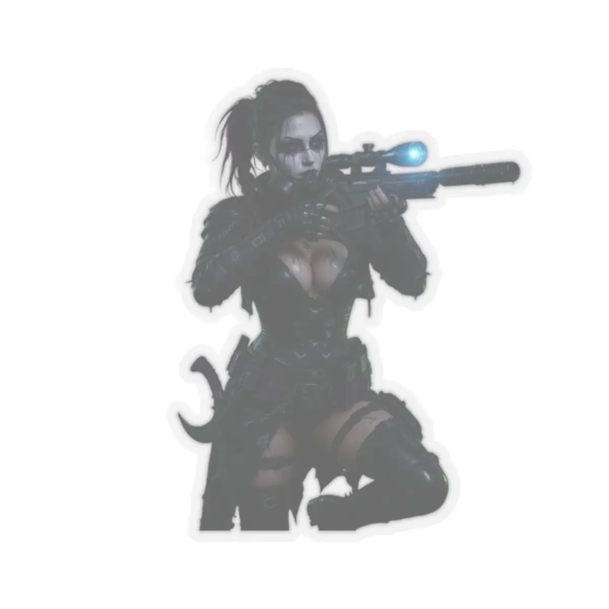 Sniper Huntress Sticker | Kiss-Cut Vinyl Sticker, Tactical Female Shooter