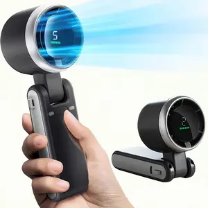 Portable Handheld Turbo Fan, Multifunctional 3-Speed Fan, 3600 mAh Battery-Operated, Up to 10 Working Hours, 3-in-1 Rechargeable Hand Fan with Air Turbo Tech Cooling for Outdoor Activities, Travel, Work and Father's Day Gift foldable