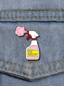 Cartoon Insecticide Spray Shaped Enamel Brooch, Lapel Pin, Fun Lightweight Casual Expression Accessory for Bags and Jackets, Personal Unique Gift for All Ages, Shaped Badges, Enamel Lapel Pins, Alloy Brooch Pin