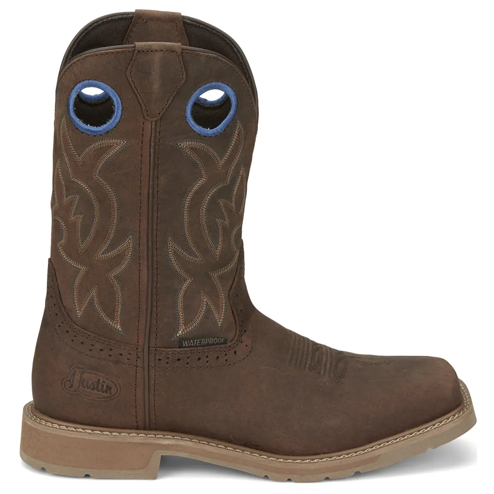 Justin Original Workboots Mens All Around 11 Inch Waterproof Soft Toe  Work/Duty - Brown