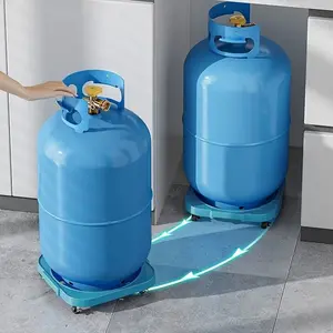 1 Pack Heavy-Duty Movable Propane Tank Base Dolly, Thickened Gas Cylinder Holder with Smooth Wheels & Drainage Holes, Multi-Purpose Rolling Stand for Kitchen LPG Tank, Flower Pot, Plant Tray & Home Storage, Fits Up to 12" Diameter