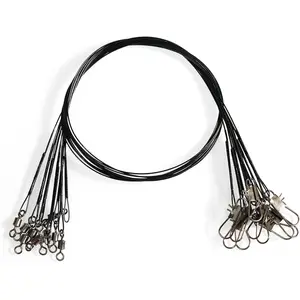 10pcs Fishing Wire Leaders Heavy Duty Nylon-Coated Fishing Line Wire Leaders with Swivels and Snaps 18inch, 45LB