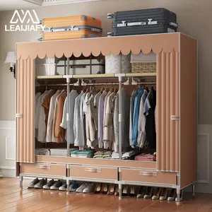 LEAIJIAFY Fashionable Portable Women’s Wardrobe – Sturdy, Durable, with Drawers, Simple Design, Large Capacity Hanging Closet