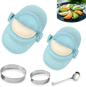 Empanada Maker Press & Dumpling Maker Kit - 5-in-1 Dough Mold for Empanada, Chinese Dumplings, Pierogi, Gyoza, Ravioli, Calzone, Samosas - 2 Sizes (L/4" + M/3") Non-Stick & Dishwasher Safe