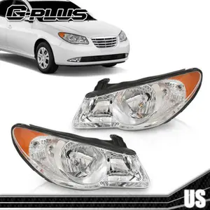 New Chrome Headlight Assembly Clear Lens Fit For 2007-2010 Hyundai Elantra New