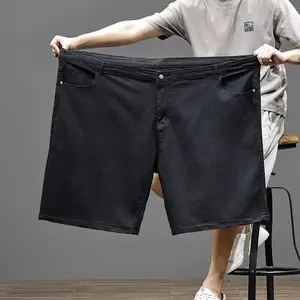 American Style Black Plus Size Denim Shorts Men 4XL-9XL Loose Straight Stretch 5-Inch