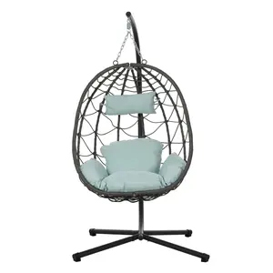 [Bellemave]Egg Chair with Stand Indoor Outdoor Swing Chair Patio Wicker Hanging Egg Chair Hanging Basket Chair with Stand for Bedroom Living Room Balcony