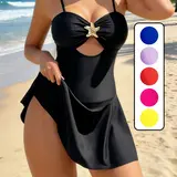 Women's New Trendy Starfish Metal Decoration Thin Strap Hollow Out Slim Fit One-Piece Swimsuit Summer with Triangle Lining, Beach Pool Vacation Swimwear Monokini Modern Look Beachwear Swimsuits