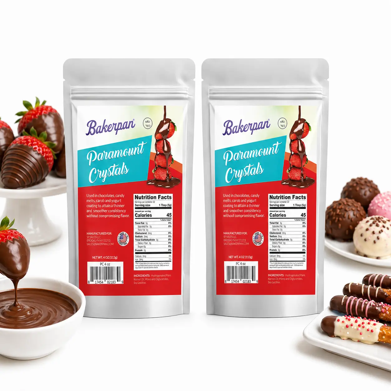 Bakerpan 2 Pack Paramount Crystals for Thinning Chocolate, Carob & Yogurt Coating, Chocolate & Candy Melts - 4 Ounces