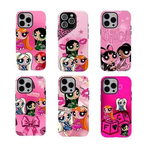 【No Magnetic】 Powerpuff Girls Trick-or-Treat with Vibrant Fall Cartoon Phone Case,for iPhone 17 Air Promax 16 15 14 13 12 11  for Samsung Series,Tough phone case, give family and friends Christmas Halloween gifts Protective Cover Protection Casing female