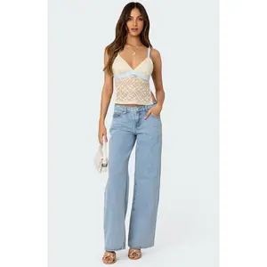 Edikted Women's Sheer Lace Open Back Tank Top