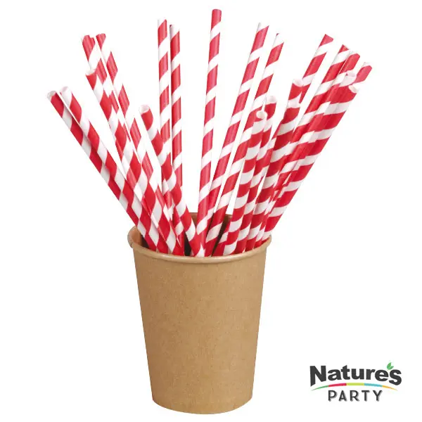 Packnwood 8NPCHP19R1 Striped Red & White Durable Paper Straws, 7.75 in, 1.34 lbs (Bar Utensils for Kitchenware, Bar & Wine Use)