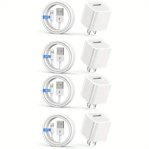for iPhone Charger, [MFi Certified] 4Pack 6ft Lightning Cable Data Sync Charging Cords with 4Pack USB Wall Charger Travel Plug Adapter Compatible with iPhone 14/ 13/ 12/ 11/ Mini/ XS/ Max/ XR/ X/ 8/ 7/ SE