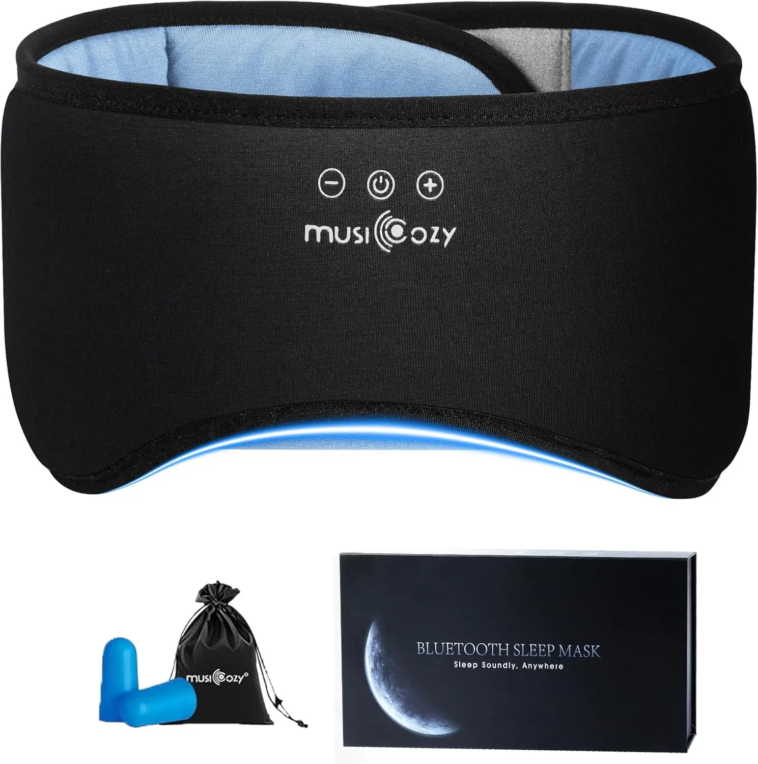 MUSICOZY Smart Sleep Mask - Bamboo Cotton Breathable Eye Cover with Bluetooth 5.4 Wireless Speaker Earbuds, Silky Lightweight Full Coverage Headband for Side Sleepers (Ideal Gift for Women, Eye Mask for Sleeping for Night Routine)