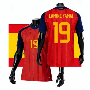 2026 Home 19#Lamine Yamal 20# Perdi Red Short Sleeve Long Sleeve Soccer Jersey