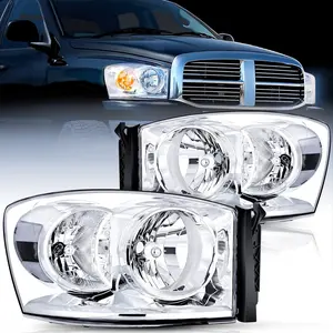 Nilight 2-Pack Truck Headlight Assembly, Chrome Housing Clear Reflector Clear Lens, Waterproof, Compatible with 2006-2009 Dodge Ram 1500/2500/3500, Headlight Waterproof