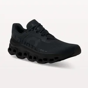On Men Cloudmonster Shoes, All Black | Frost & Cobalt, Full Size