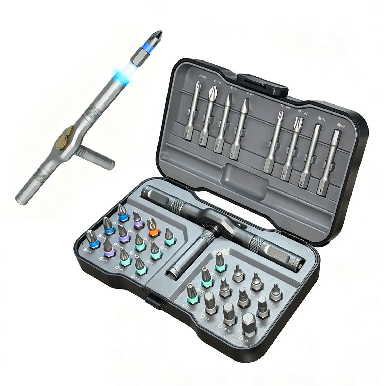 Family Essential 32-in-1 Multifunctional Ratchet Screwdriver Set, Magnetic Precision Screw Bits, Detachable Non-Slip Grip Handle, Portable DIY Repair Hand Tool Kit for Daily Household Maintenance & Electronics Repair