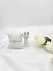 14k gold plated clover shaped bracelet and earring set.