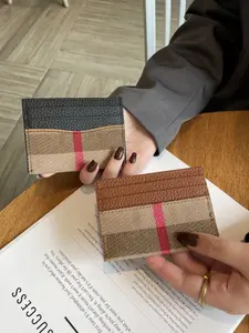 Elegant Color-Block Plaid Card Holder for Women, Multi-Slot Ultra-Thin Card Case, Simple Versatile Commuter Card Storage Bag