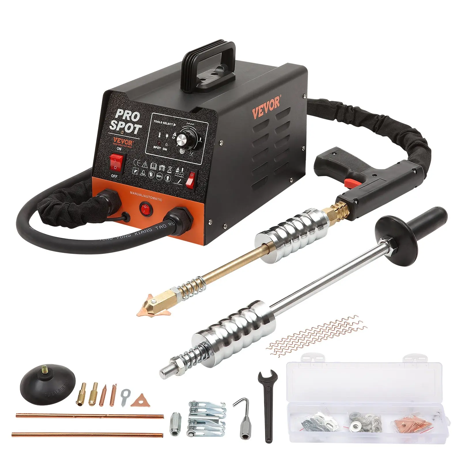 【Summerfinds】VEVOR Stud Welder Dent Repair Kit 3KW Spot Welder Dent Puller with 6 Welding ModesAuto Body Spot Welding Dent Puller Machine & 16 Types of Welding Accessories for CarTruckMotorcycle Dent Repair,father'sdaygifts