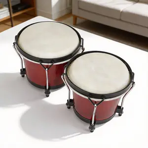 Bongo Drum Solid Wood Hand Bongo with Thick Goatskin Head Tunable Design for Clear Tone Practice Performance and Latin Percussion Music