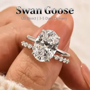 S925 Sterling Silver 4.5ct Oval Cut Engagement Ring Set,Hypoallergenic Bridal Ring Set,5A Cubic Zirconia Women's Ring Jewelry, banquet accessory Ring Set for Daily, Travel, Proposal, Birthday, Anniversary wedding ring set promise rings for gf