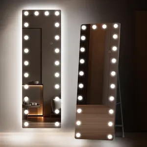 Full Length Mirror with Lights Lighted Makeup Mirror with 22 Dimmable LED Bulbs,3 Color Lighting Modes,Sturdy Metal Frame Design