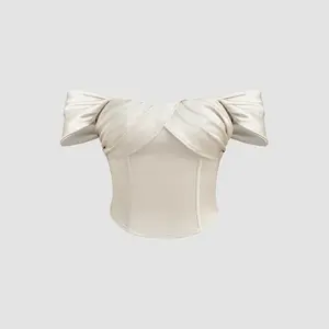 Cider Satin Off-shoulder Corset Top