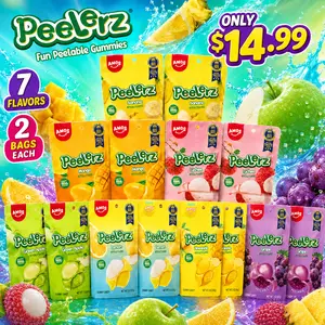 AMOS Peelerz Peelable Gummies Variety Pack, 14 Bags, 7 Fruit Flavors, 2 Bags Each, Fun Viral Peelable Candy for Sharing-4
