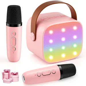 Mini Karaoke Machine with 2 Microphones, Portable Bluetooth Karaoke Machine with Light, Birthday Gifts for Girls Boys Son Daughter Home Party
