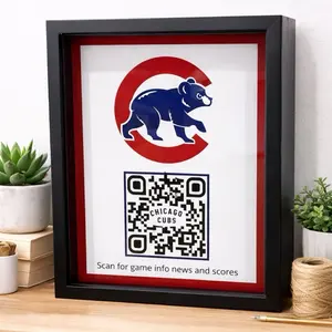 Chicago Cubs Interactive Shadow Box with QR Code | Cubs Fan Gift | Game Scores, Highlights & Schedule