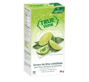 True Citrus TRUE LIME Water Enhancer, Bulk Dispenser, 100 Count (Pack of 1), 0 Calorie Drink Mix Packets For Water, Sugar Free Lime Flavoring Powder Packets