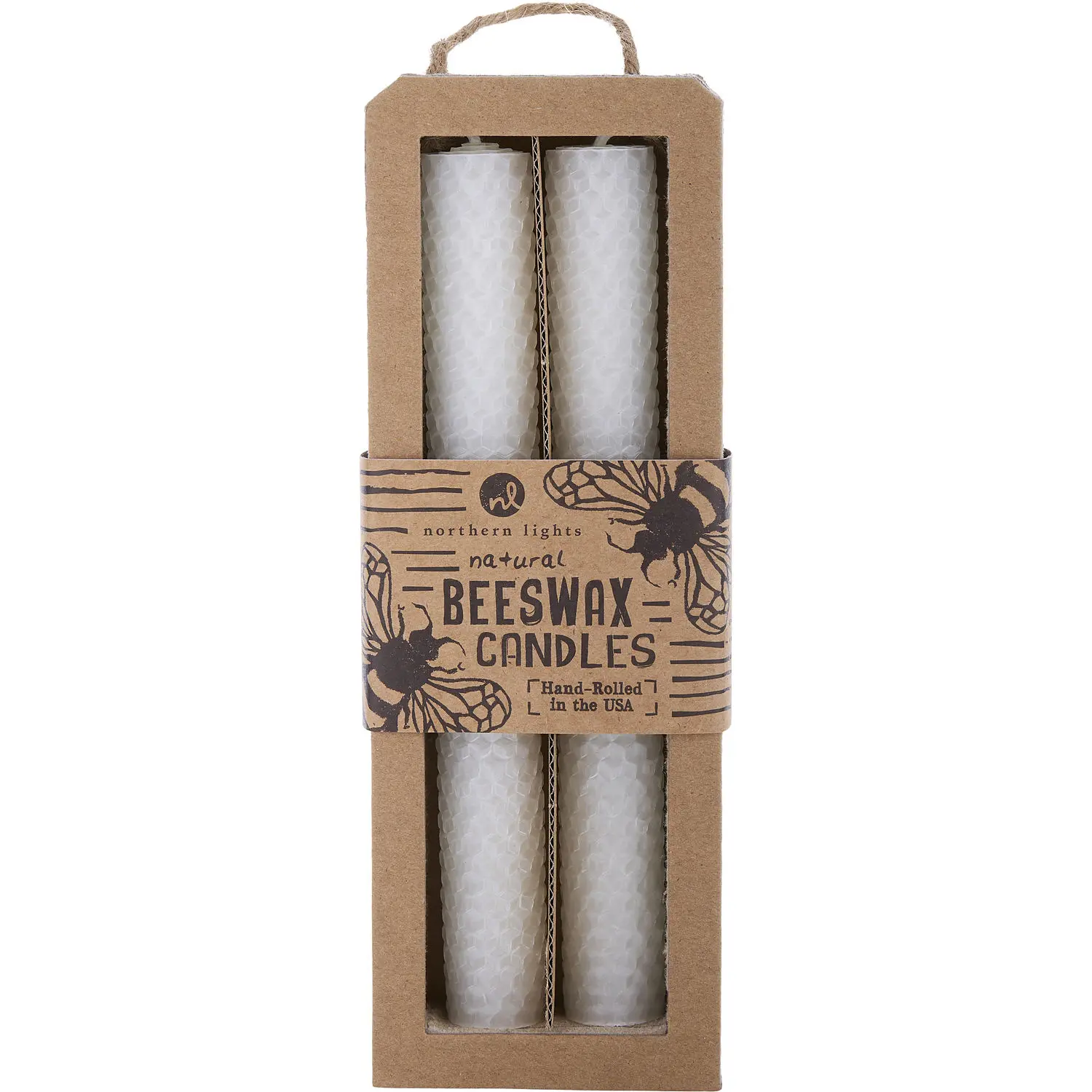 Beeswax White By Northern Lights 8" Taper Candle (2 Pack) For Unisex