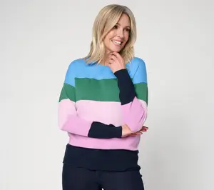 Carla Rockmore Collection Seasonless Yarn Color Block Sweater