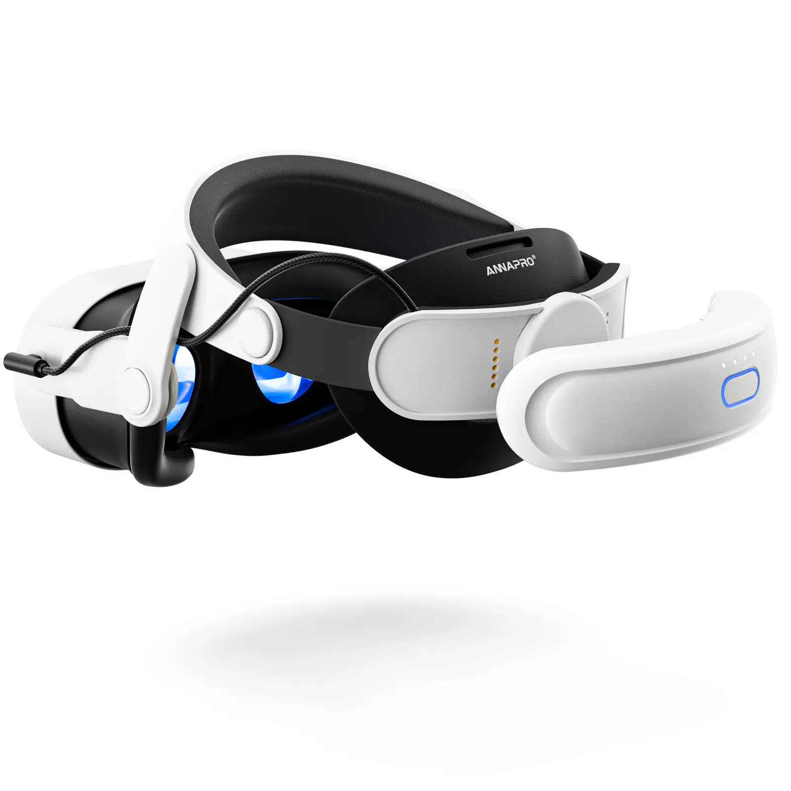 ANNAPRO A3 Max Battery VR Head Strap with Button for Meta Quest 3/3S/3S Xbox Edition, 20W Fast Charging, 10800mAh Magnetic Battery, Ultimate Comfort, Extended Playtime, Durable Wearable VR Devices Accessory, White