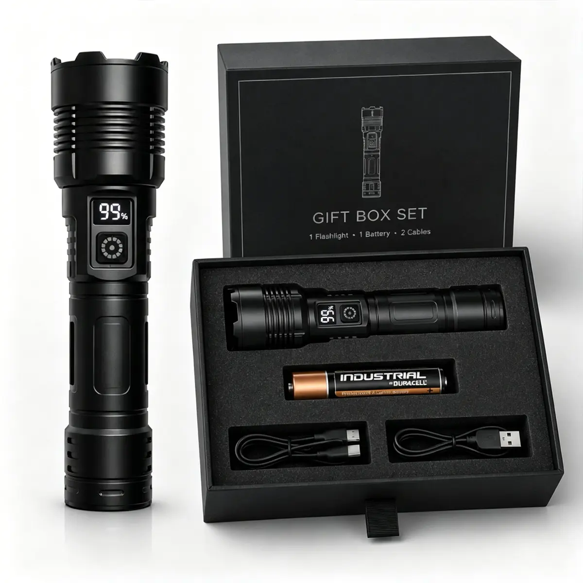 A Flashlight That Can Start A Fire 5 Modes Fire-Starting Flashlight Aluminum Alloy Flashlight Rechargeable Super Bright High Lumen Fire Starting Flashlight Tactical Flashlight Suitable for Survival Camping Fishing Night Tools Independence Day Gift