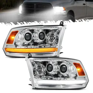 Partsam Full LED Headlights Assembly Chrome Compatible with 2009-2018 Ram 1500 2500 3500 DOT Approved Dual Projector Pair with Start Animation DRL Sequential Turn Signal Hi/Low Beam 6500K IP67