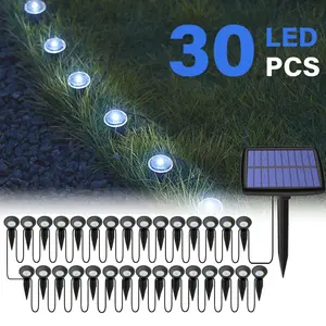 Solar path lighting fixtures, each set containing 30 units. Outdoor garden lights with 8 lighting modes, automatic switch, waterproof garden lights, suitable for path lighting, camping, and wedding solar landscape lights.
