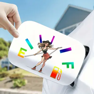 1PC its fuel caps of commute female car owners, during morning rush refuels, this comic sticker eases commute dullness, letting ordinary commute cars show “owner’s trendy aesthetic” in details, a low-key personality-showing decal for daily trips