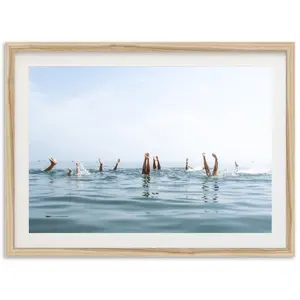 Fine Art Coastal Print, Vintage Beach Photography Poster, Swimmers Wall Decor Artwork