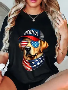 100% Cotton Unisex Yellow Labrador Retriever 4th of July Merica USA Flag Lab T-Shirt