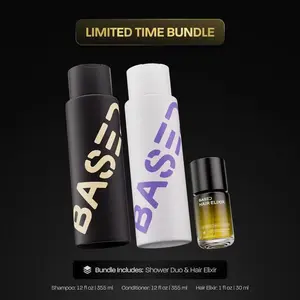 BASED 3-Piece Hair Care Set - Shampoo, Conditioner, Hair Elixir, Cleanse, Hydrate & Protect, Non-Toxic High Performance Beauty Bundle