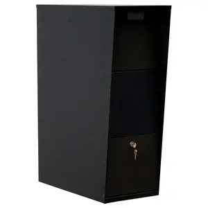 QualArc  Galvanized Steel Locking Post & Column Mount Rust Proof Vacation Mailbox, Black, Traditional, Rust-Proof Finish