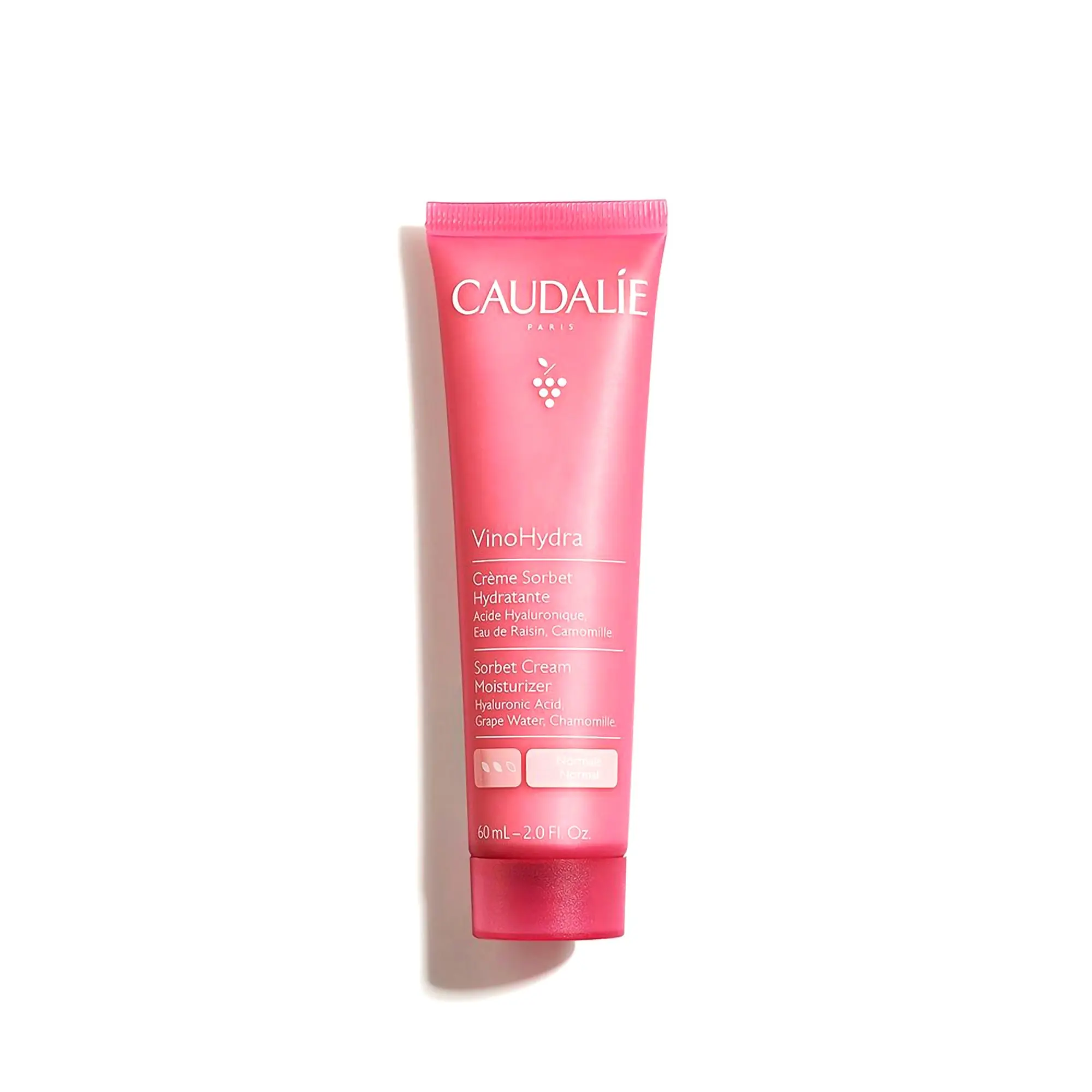 CAUDALIE VinoHydra Sorbet Cream, Daily Face Moisturizer with Hyaluronic Acid & Chamomile for Normal & Sensitive Skin - Hydrates for a Soft, Smooth, Dewy Look, Redness, Radiant, Grape, Moisture