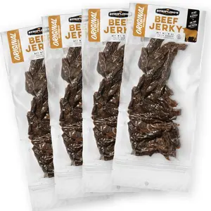 Stripling's Original Peppered Beef Jerky - Family Owned Premium Beef Jerky Snack Packs - Made in the USA (4-Pack)