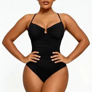 Women's Smart Shaping Swimsuit U-Shaped Cut Slimming One-Piece Swimsuit Tummy Control Shaping Swimwear